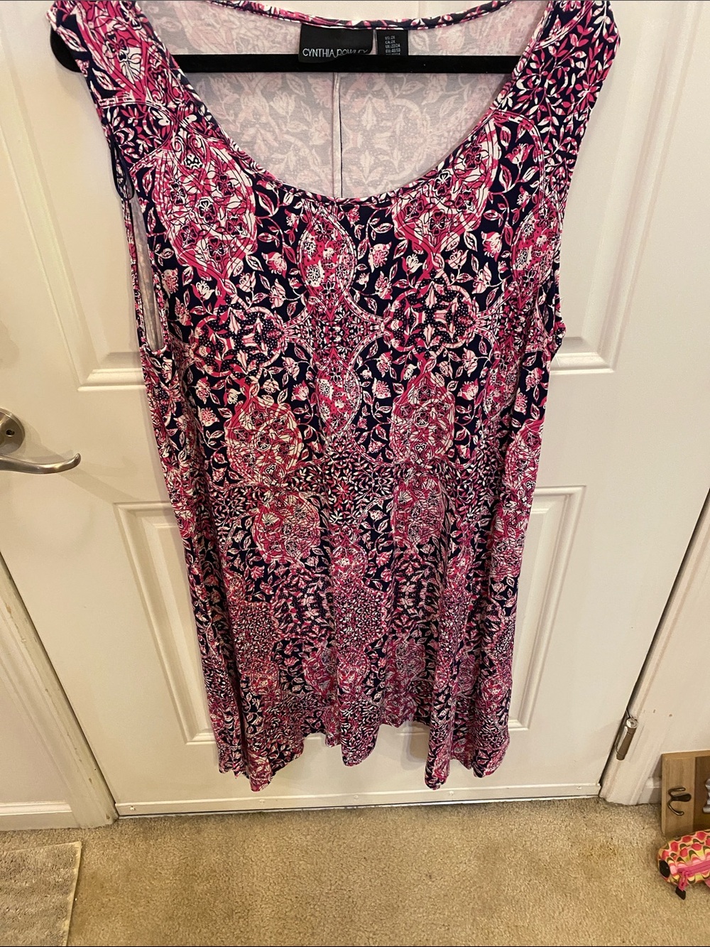 Cynthia Rowley Pink and Navy Patterned Sleeveless Dress